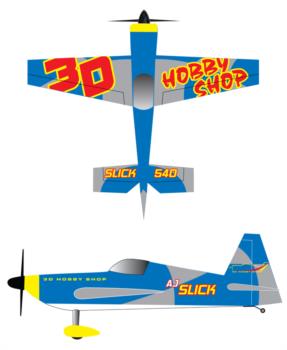 3D Hobby Shop Slick 540 - Blue Graphic Package